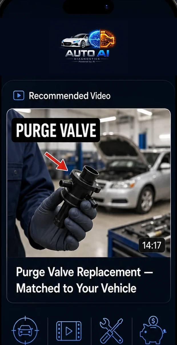 Recommended repair video: purge valve replacement, matched to your vehicle and code.
